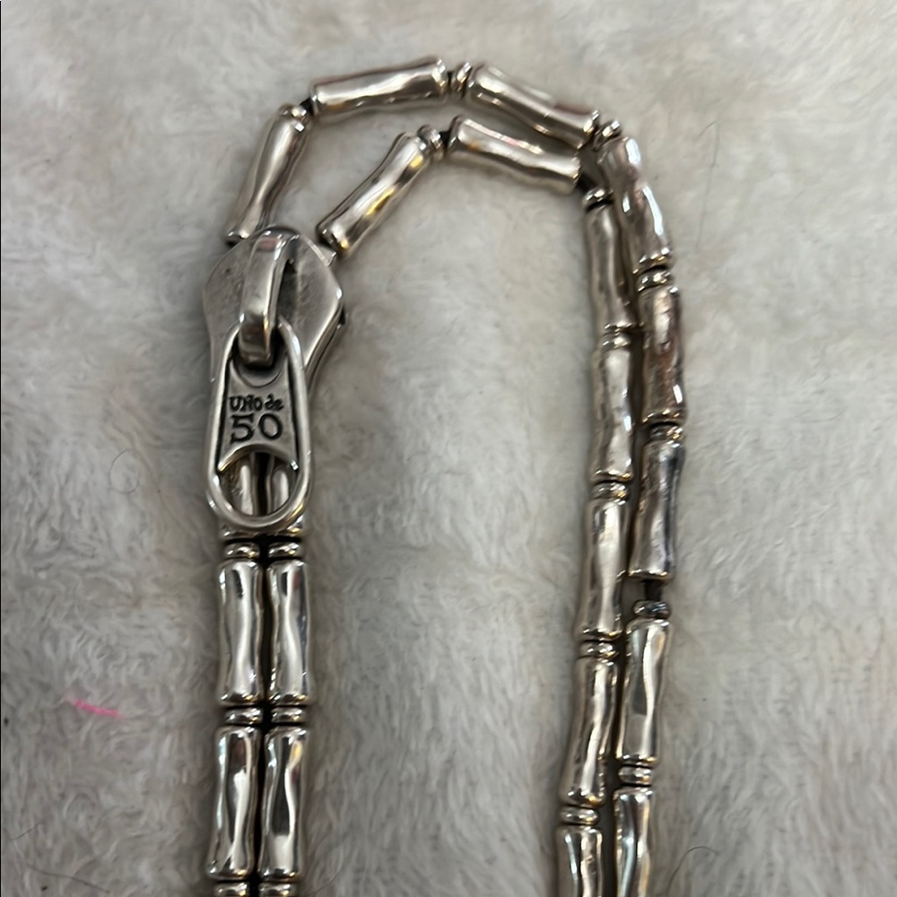 Uno de 50 Silver Zipper Bamboo Chain Necklace